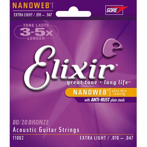 

Струны для акустической гитары Elixir 11002 Nanoweb 80/20 Bronze Acoustic Extra Light 10/47