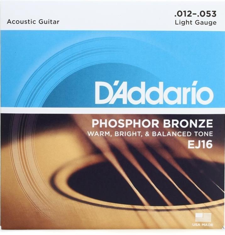 

Струны для акустической гитары D'Addario EJ16 Phosphor Bronze Light Acoustic Guitar Strings 12/53