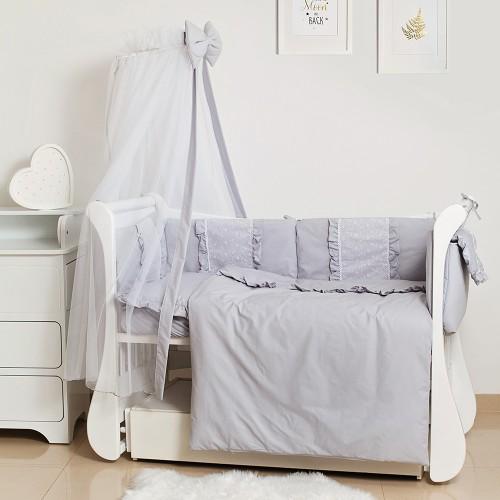 

Детский постельный хлопковый комплект в детскую кроватку Twins Romantic Spring collection, 8 эл., серый