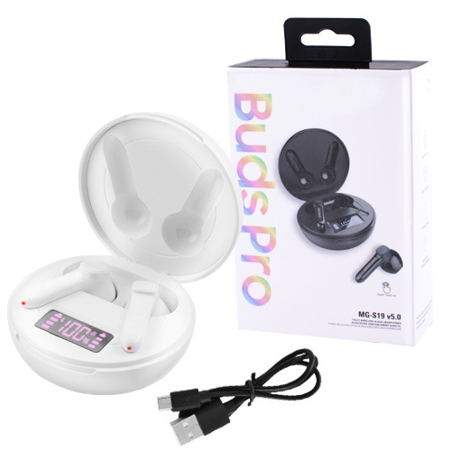 

Беспроводные наушники Wireless Buds Pro с индикацией заряда белые 7693
