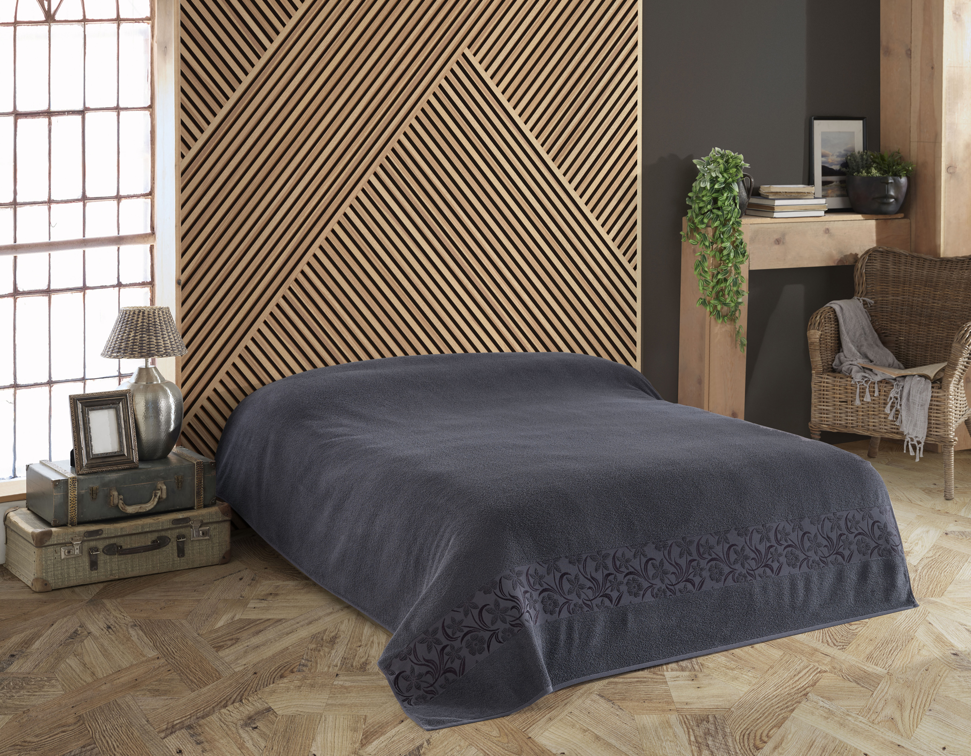

Махровая простынь - Пике Gold Soft Life Daisy 200х220 см антрацит (ts-02721)