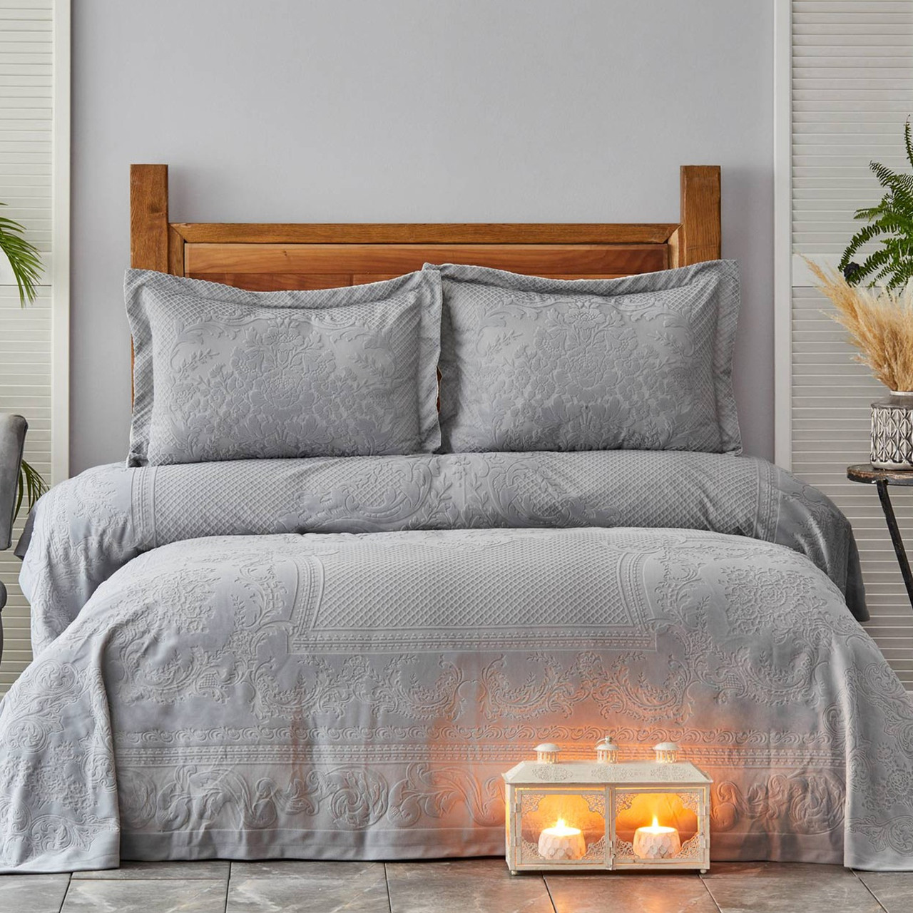 

Покрывало с наволочками Karaca Home - Nancy mavi голубой пано 250*240 евро