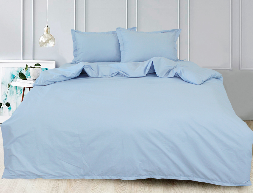 

Комплект постельного белья ТАГ Семейный Сатин люкс постільна білизна 260x245 см Простынь классическая Light Blue