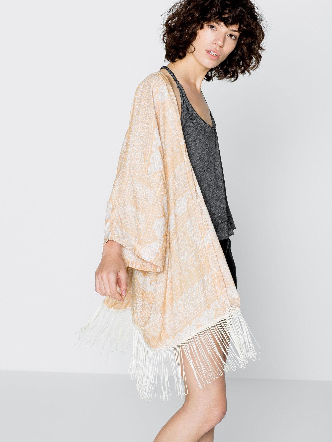 

Накидка Pull & Bear 9710/317/711-AAZE S Бежевая с белым