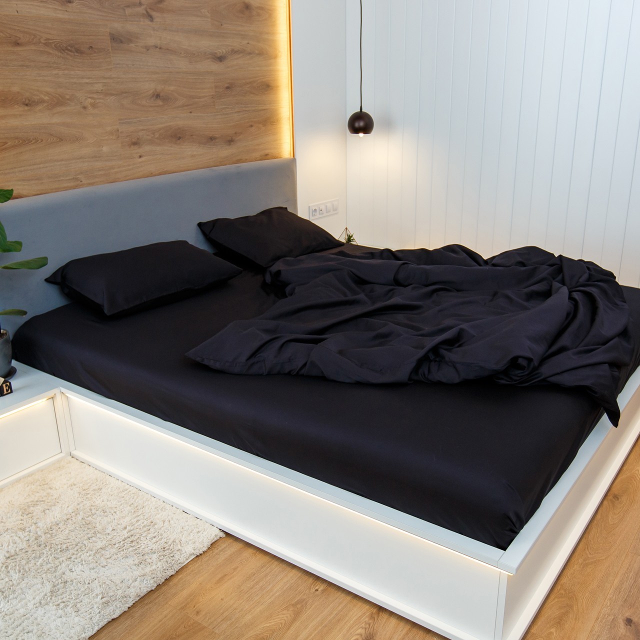 

Простынь NaviHome сатин 195х220 черная