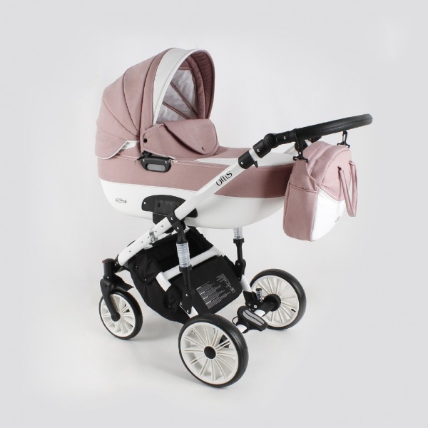 

Коляска универсальная 2 в 1 Adbor Ottis White OW 02 Розовый с матрасом, дождевиком и москитной сеткой + сумка для мамы и чехол на ножки
