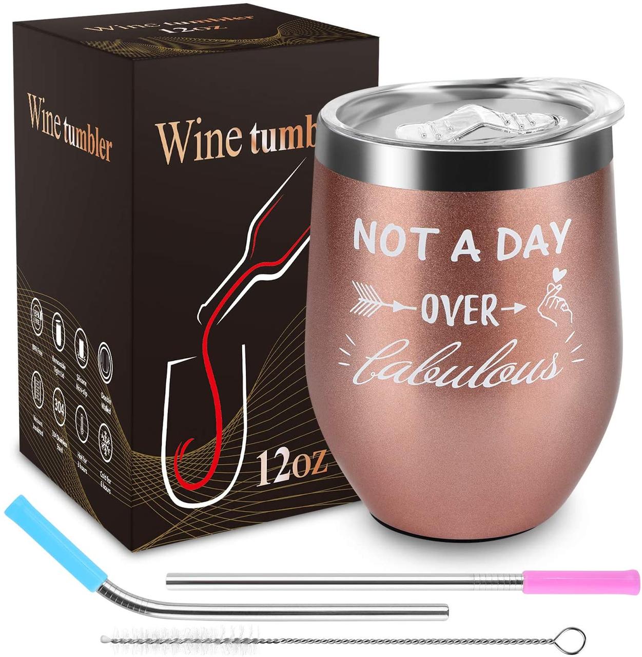 

Бокалы для вина из нержавеющей стали с вакуумной изоляцией 350 мл AGOESH Розовый