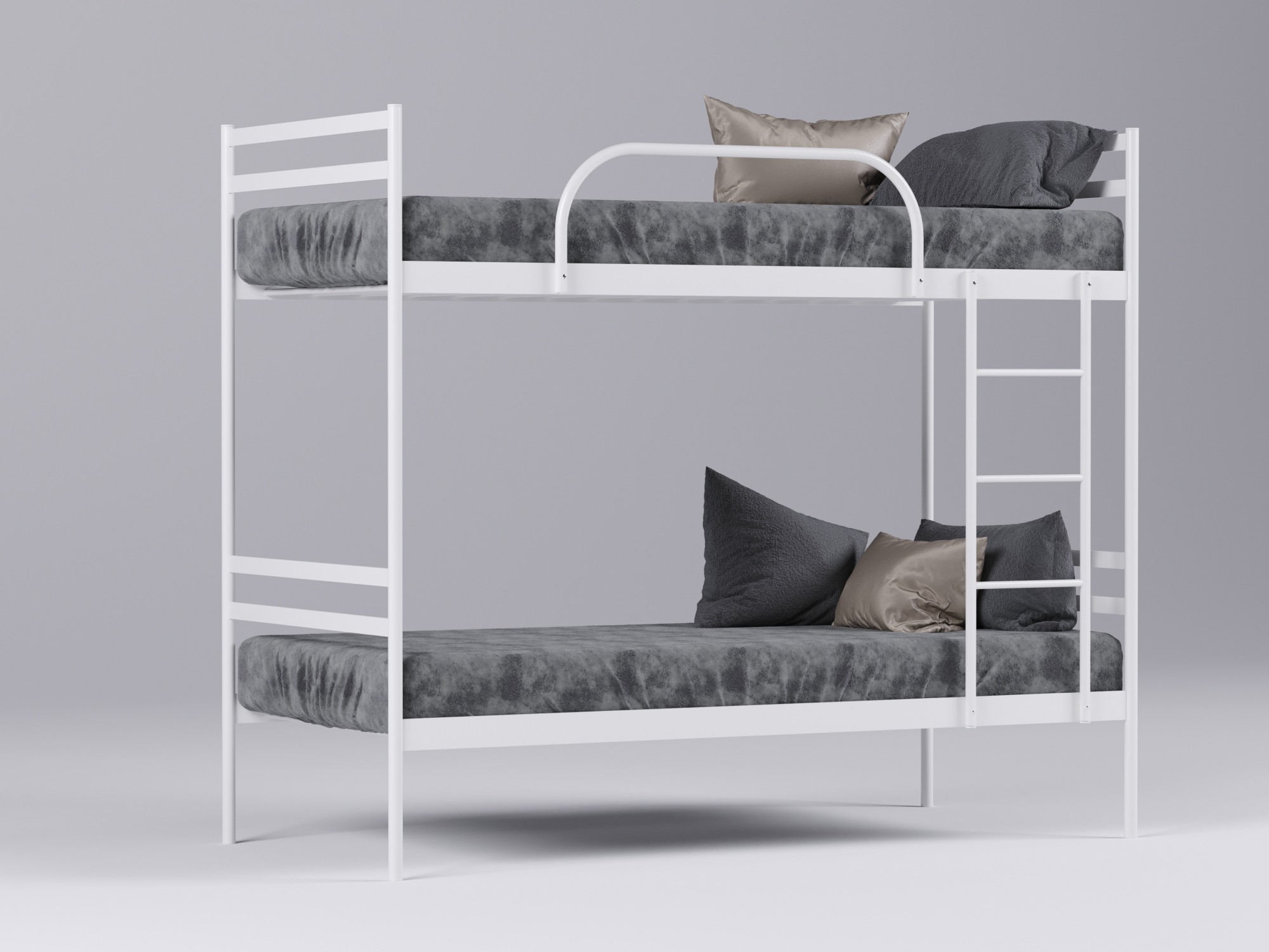 

Двухъярусная кровать Метакам Comfort Duo металлическая 200x90 см Белый Глянец