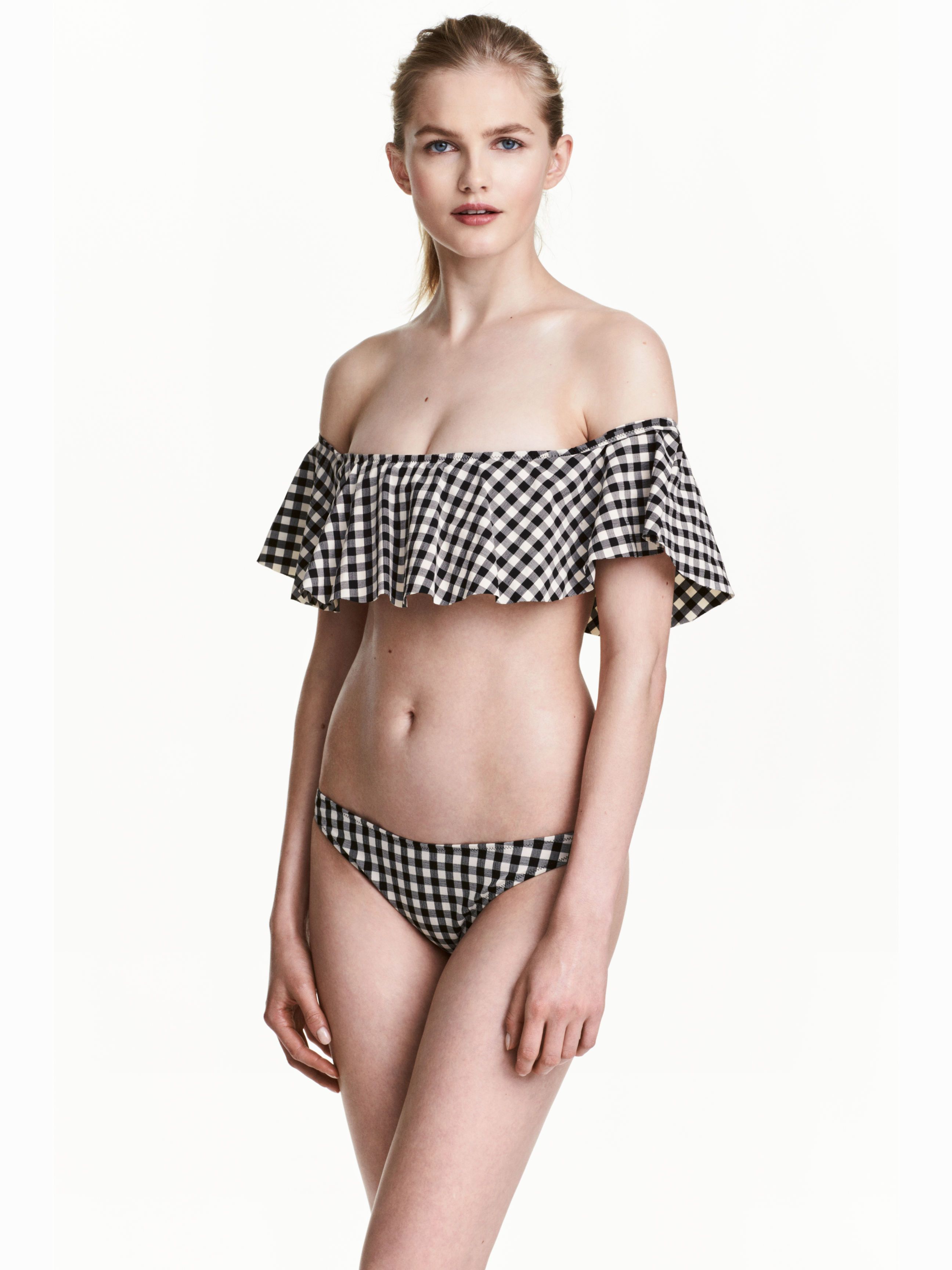 

Нижняя часть купальника H&M 4937785-ADHA 38 Черная с белым в клетку