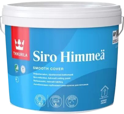 

Водоразбавляемая краска для потолков без бокового блеска Tikkurila Siro Himmeä 0.9 л Белая (6408070012116)