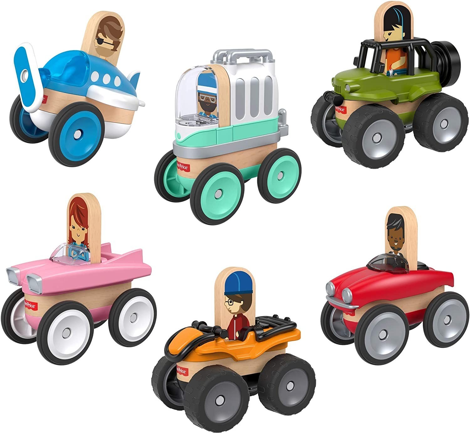 

Деревянный конструктор Fisher-Price Wonder Makers Design System Vehicle 6-Pack Транспортное средство (GJL47)