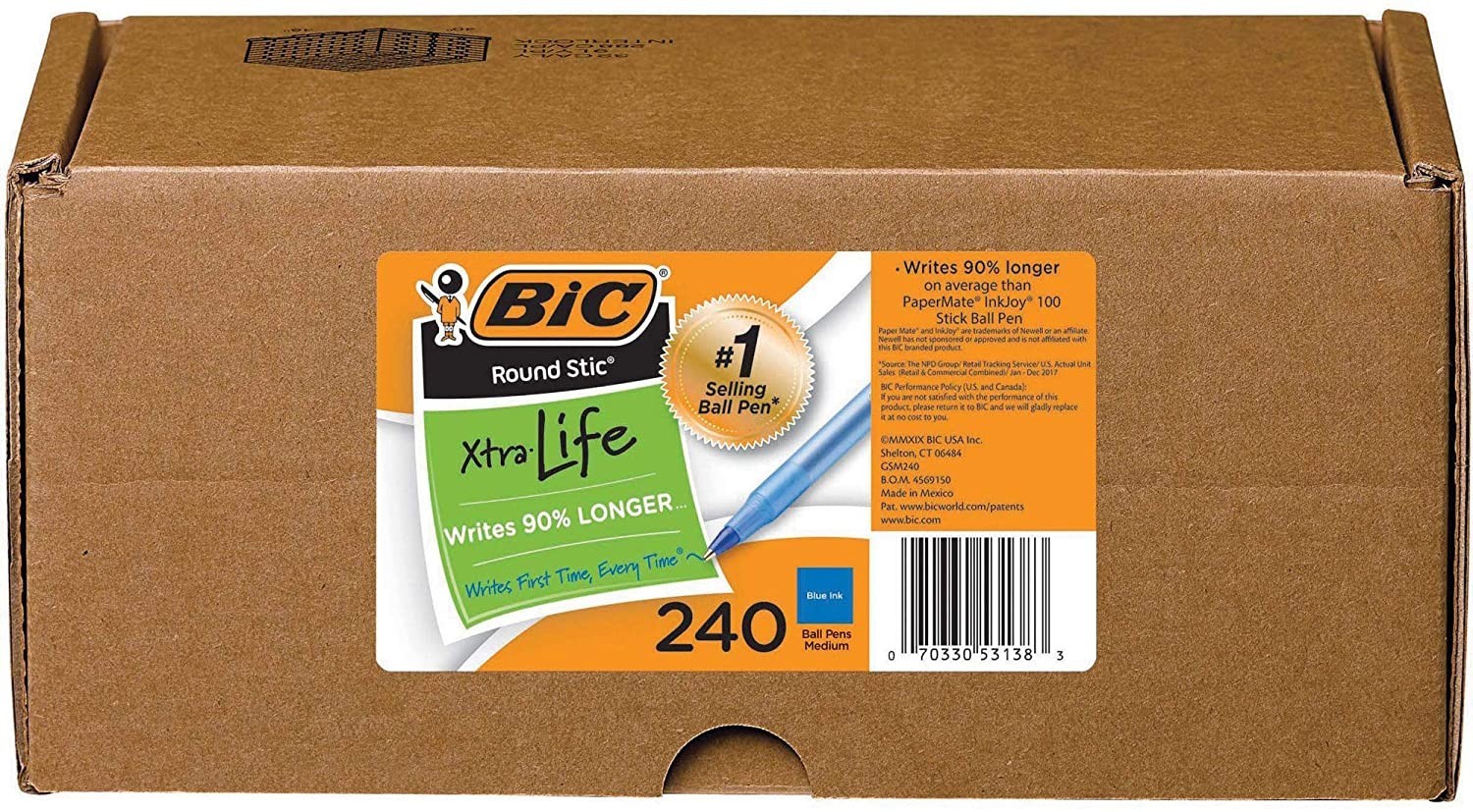 

Набор шариковых ручек 240 шт. BIC Round Stic Xtra Life Синяя масляная (GSM240BE)