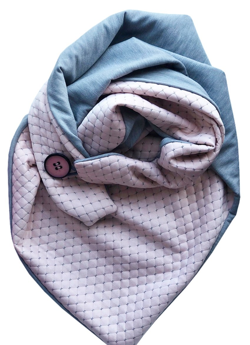 

Шарф "Эдинбург" большой MyScarf теплый one size розовый стеганный с серой подкладкой