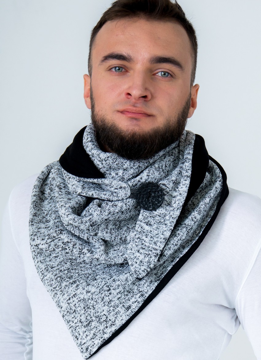 

Шарф мужской "Эдинбург" большой MyScarf теплый  серый меланж с черной подкладкой, Шарф мужской "Эдинбург" большой MyScarf теплый one size серый меланж с черной подкладкой