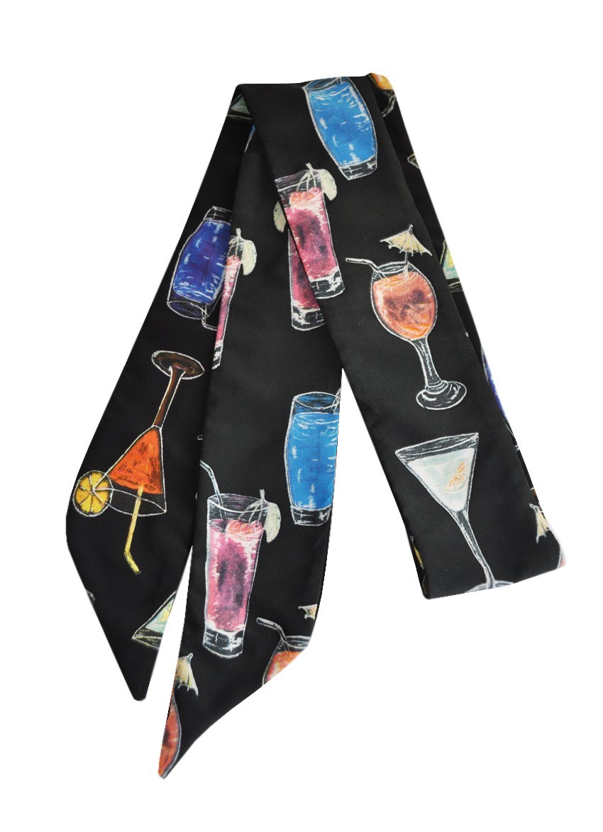 

Галстук Твилли MyScarf  черный с принтом коктейли, Галстук Твилли MyScarf one size черный с принтом коктейли