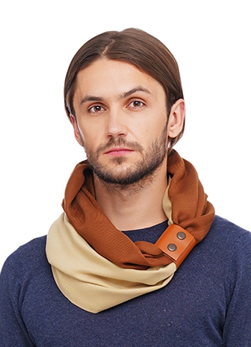 

Шарф-снуд мужской кашемировый MyScarf зимний  бежево-коричневый, Шарф-снуд мужской кашемировый MyScarf зимний one size бежево-коричневый