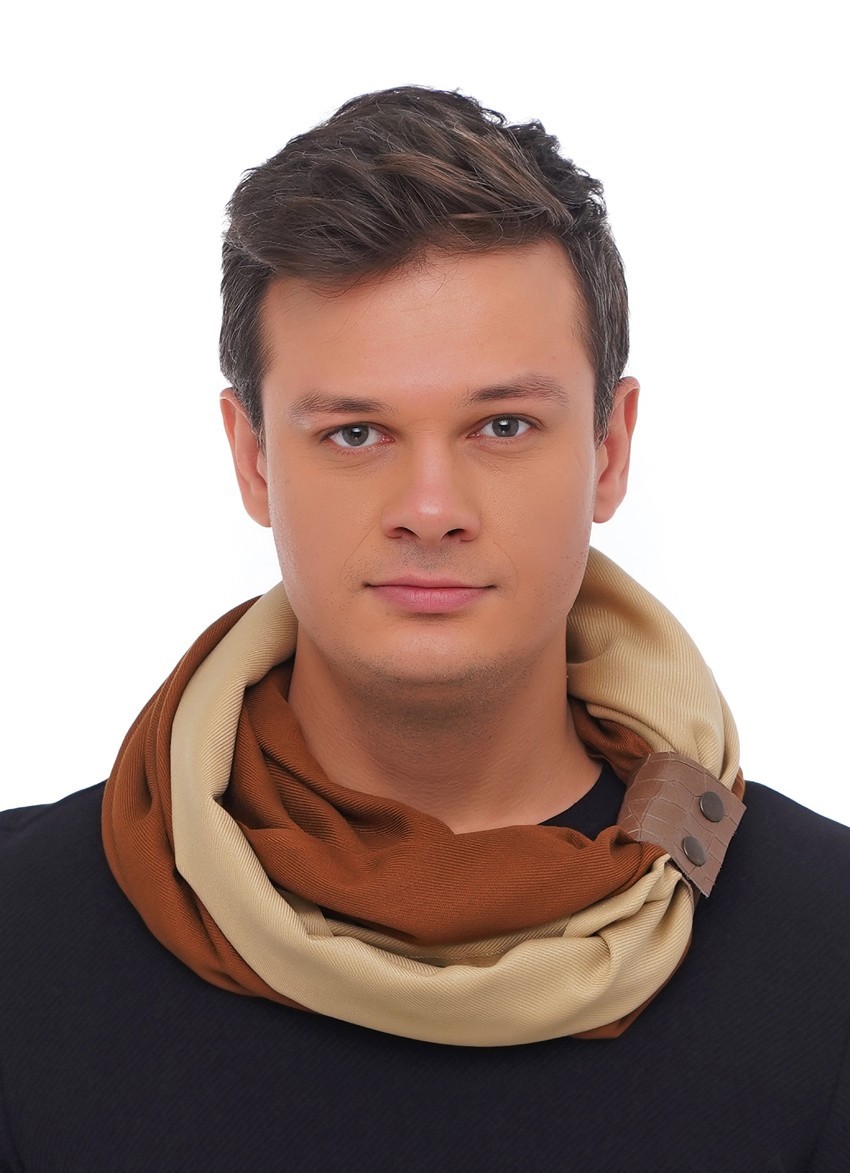 

Шарф-снуд мужской Милан MyScarf зимний  бежевый и коричневый, Шарф-снуд мужской Милан MyScarf зимний one size бежевый и коричневый