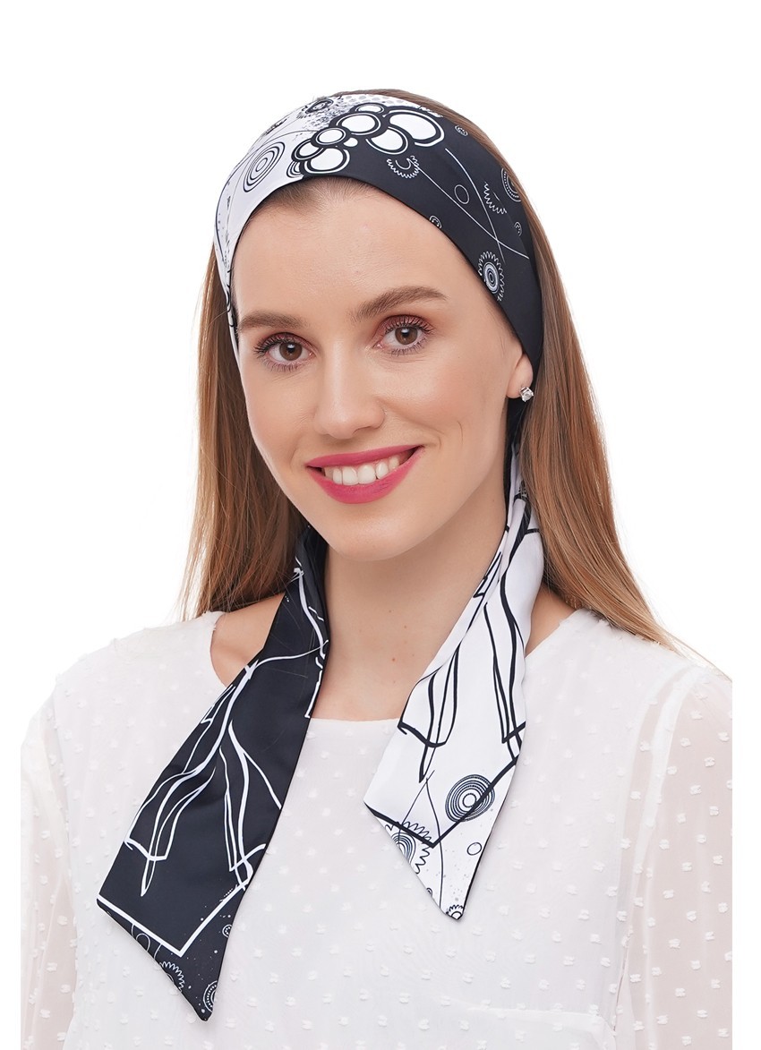 

Галстук дизайнерский Твилли MyScarf с ярким принтом белое и черное