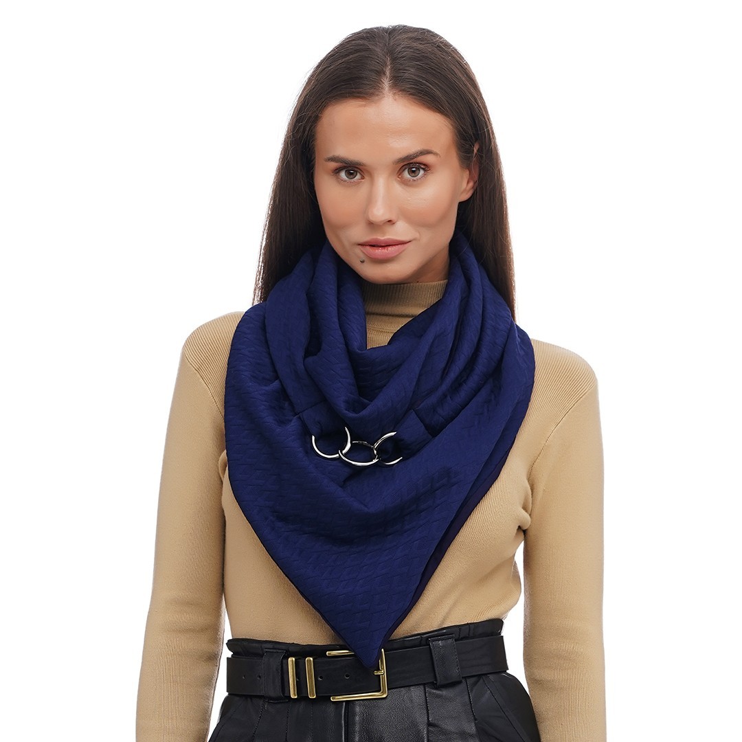 

Шарф женский "Эдинбург" большой MyScarf теплый  синий рифленый с кольцами, Шарф женский "Эдинбург" большой MyScarf теплый one size синий рифленый с кольцами