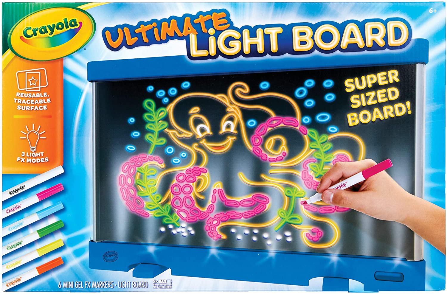 

Планшет для творчества с лед подсветкой, подарок для детей, ребенка Crayola Ultimate Light Board 3 режима свечения, Синий планшет