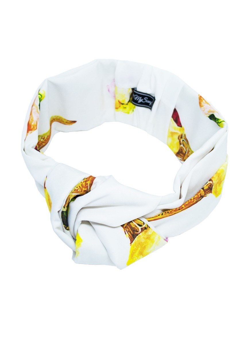 

Тюрбан MyScarf летний  белый с принтом мороженое, Тюрбан MyScarf летний one size белый с принтом мороженое