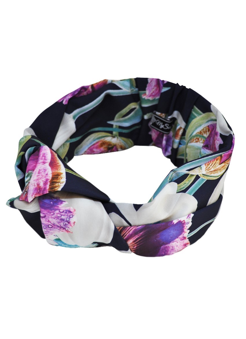 

Тюрбан MyScarf летний  темно-синий с принтом кувшинки, Тюрбан MyScarf летний one size темно-синий с принтом кувшинки