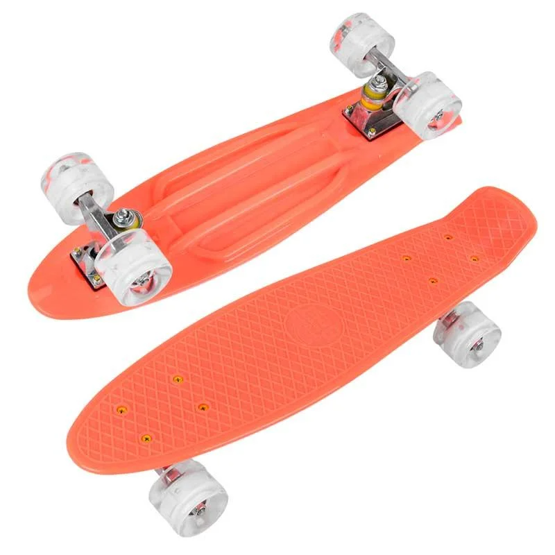 

Пенни борд скейт со светящимися колесами Best Board Персиковый