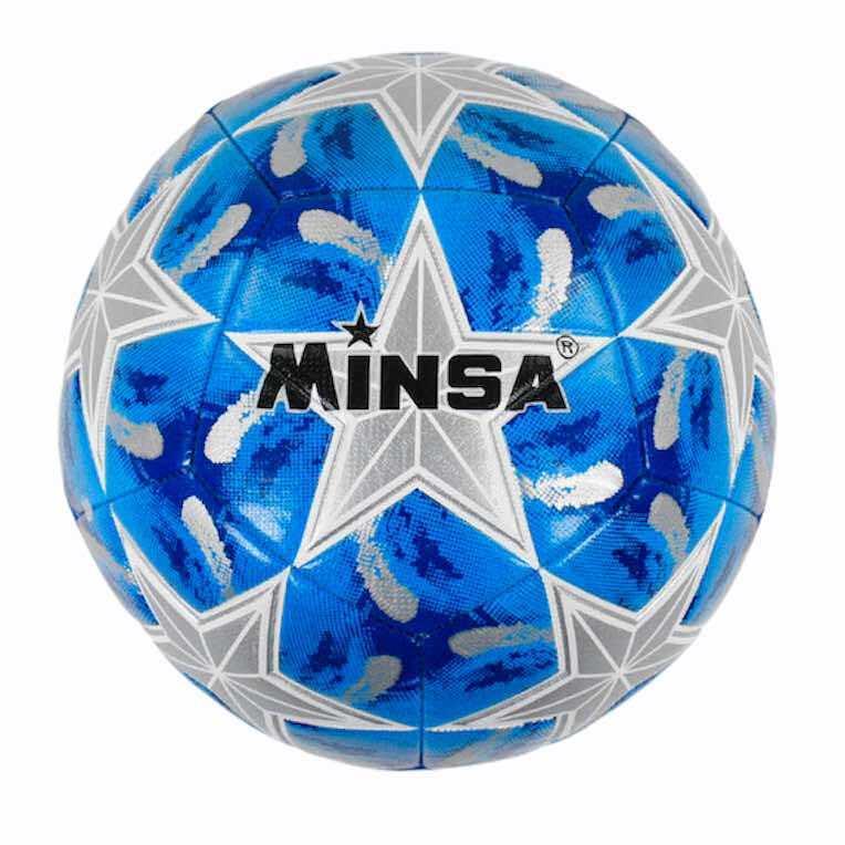 

Футбольный мяч 5 размер Minsa серебристо - синий