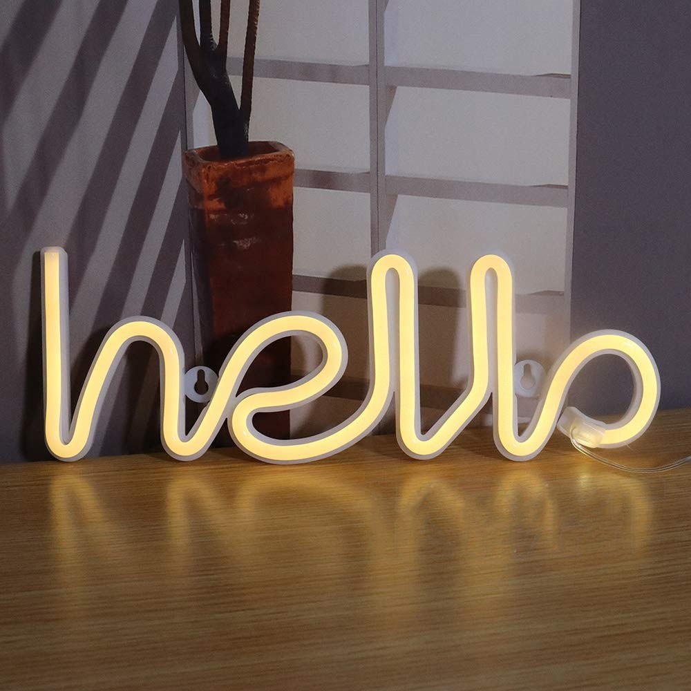 

Неоновый светильник LED Lights "Hello" Декоративная LED лампа "Привет" Желтый