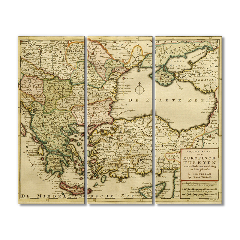 

Винтажная карта Artel «Новая карта Европейской Турции» 3 модуля 90x135 см