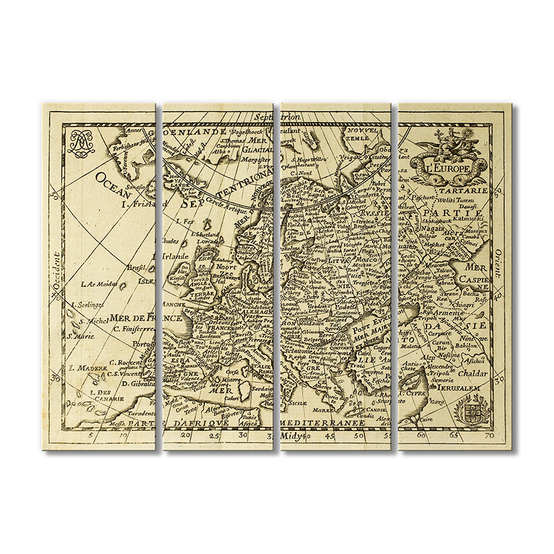 

Винтажная карта Artel «Старинная карта Европы 1690-1750 года» 4 модуля 120x180 см