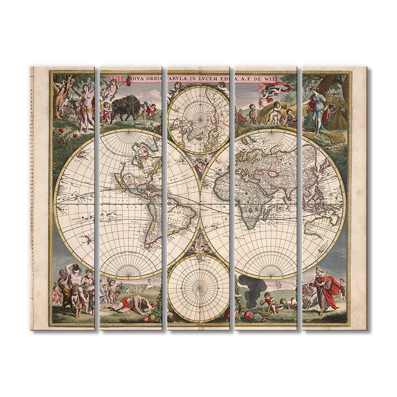 

Винтажная карта Artel «NOVA ORBIS TABVALA 1670» 5 модулей 70x105 см