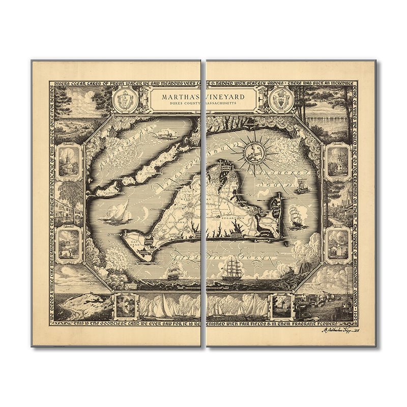 

Винтажная карта Artel «Карта штата Массачусетс. Dukes County» 2 модуля 50x75 см
