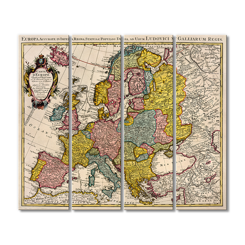 

Винтажная карта Artel «1675 год старинная карта Европы» 4 модуля 120x180 см