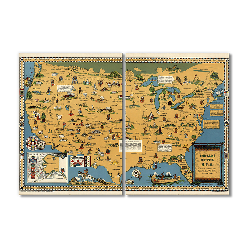 

Винтажная карта Artel «Карта живых индейцев США» 2 модуля 120x180 см