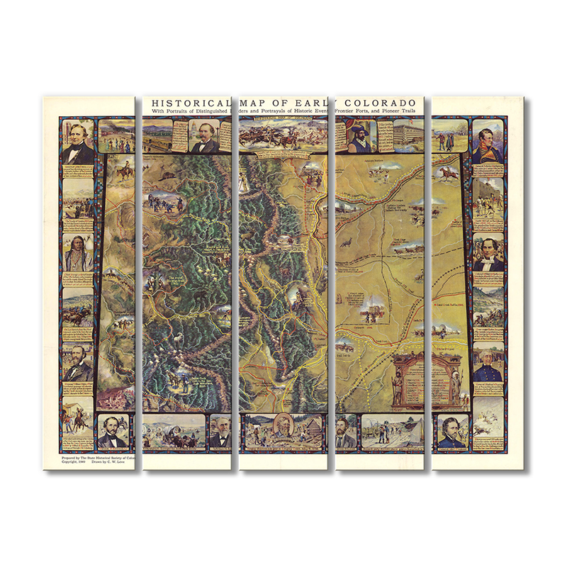 

Винтажная карта Artel «Историческая карта Колорадо» 5 модулей 80x120 см