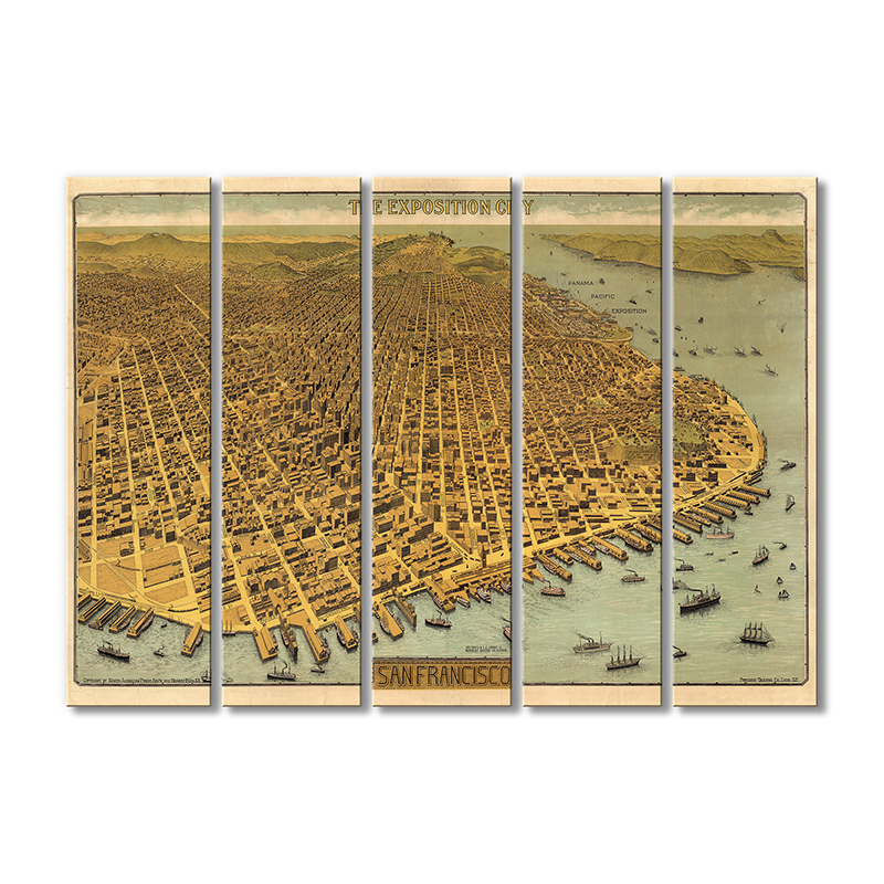 

Винтажная карта Artel «Карта города Сан-Франциско» 5 модулей 70x105 см