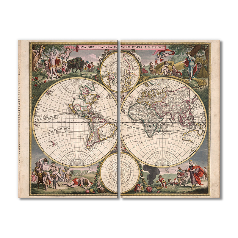

Винтажная карта Artel «NOVA ORBIS TABVALA 1670» 2 модуля 90x135 см