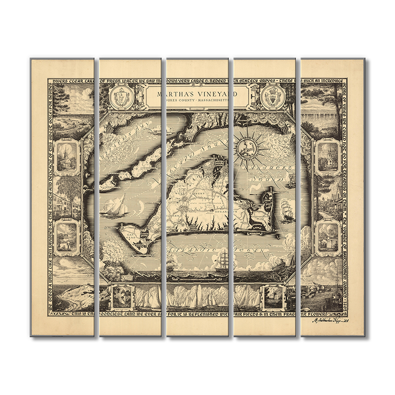 

Винтажная карта Artel «Карта штата Массачусетс. Dukes County» 5 модулей 120x180 см