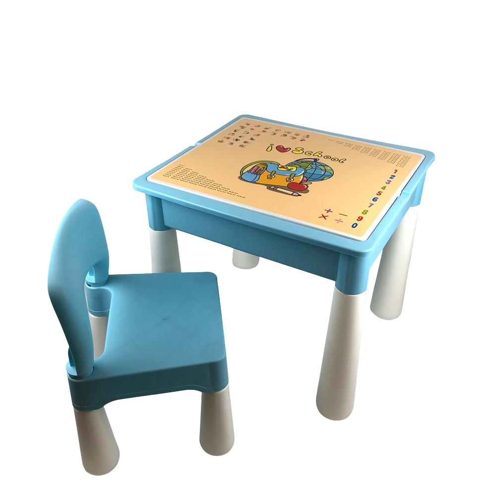 

Игровой столик Pilage голубой с конструктором и стулом (Р3035)