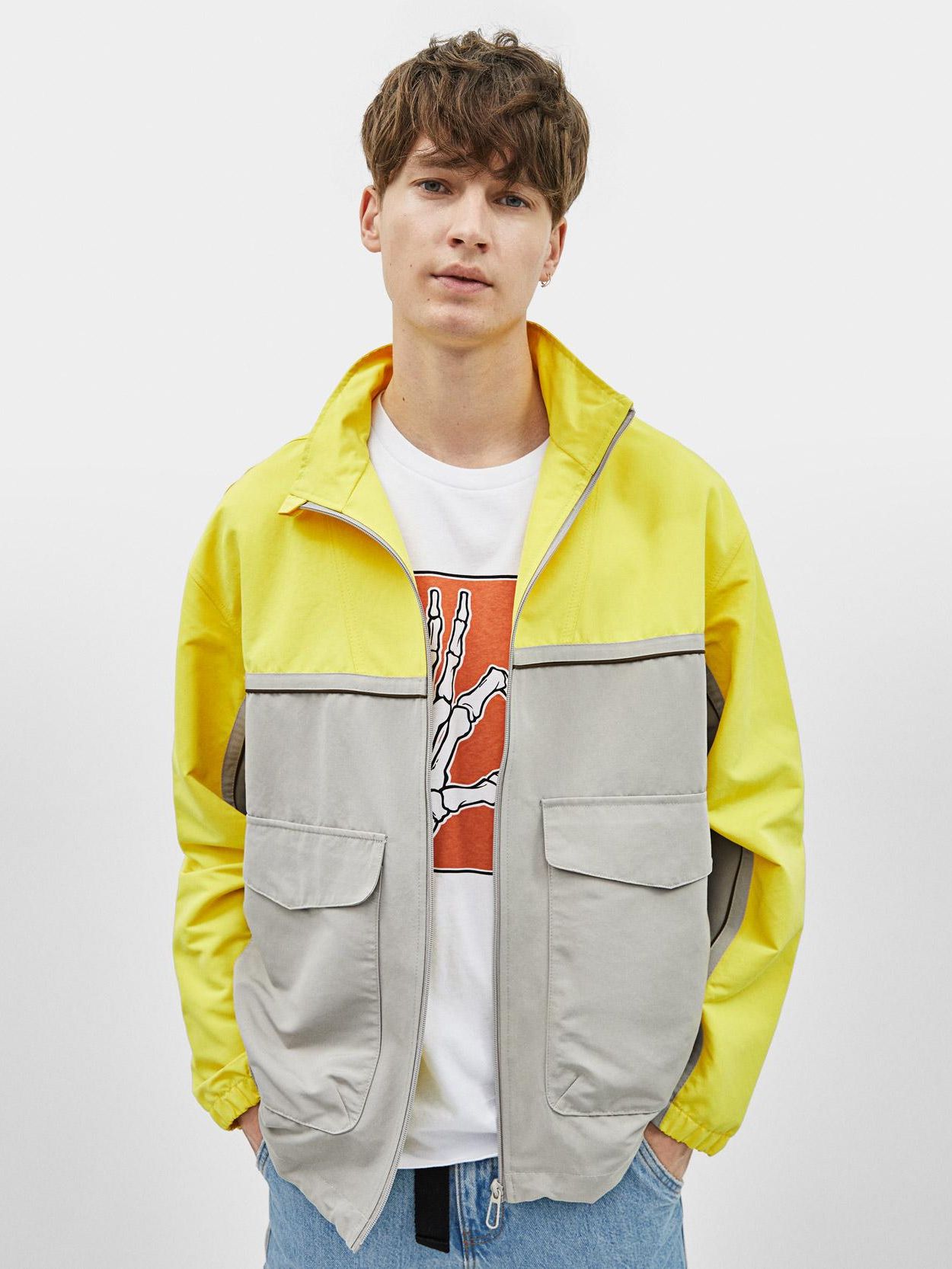 

Ветровка Bershka 1415/863/300-ACHA M Желтая-серая