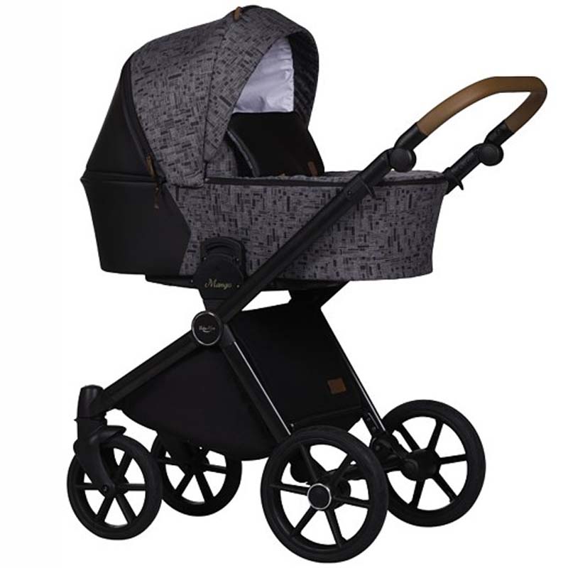 

Коляска универсальная 2 в 1 Baby Merc Mango M/198 Темно-серый/Черный с дождевиком и матрасом + москитная сетка, чехлы и сумка для мамы