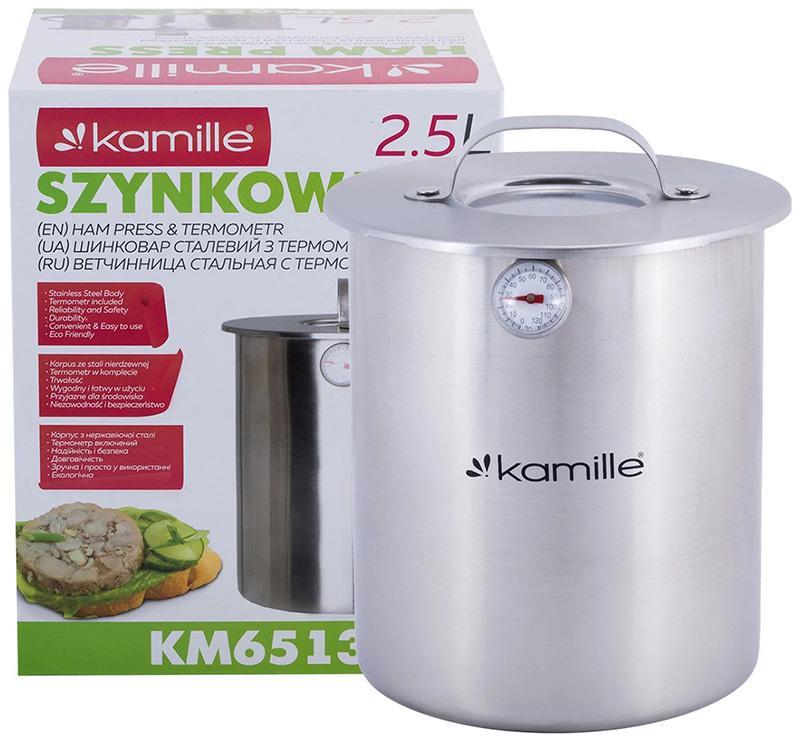 

Ветчинница Kamille 2.5 л Ø14 х 17 см из нержавеющей стали с термометром (KM-6513)