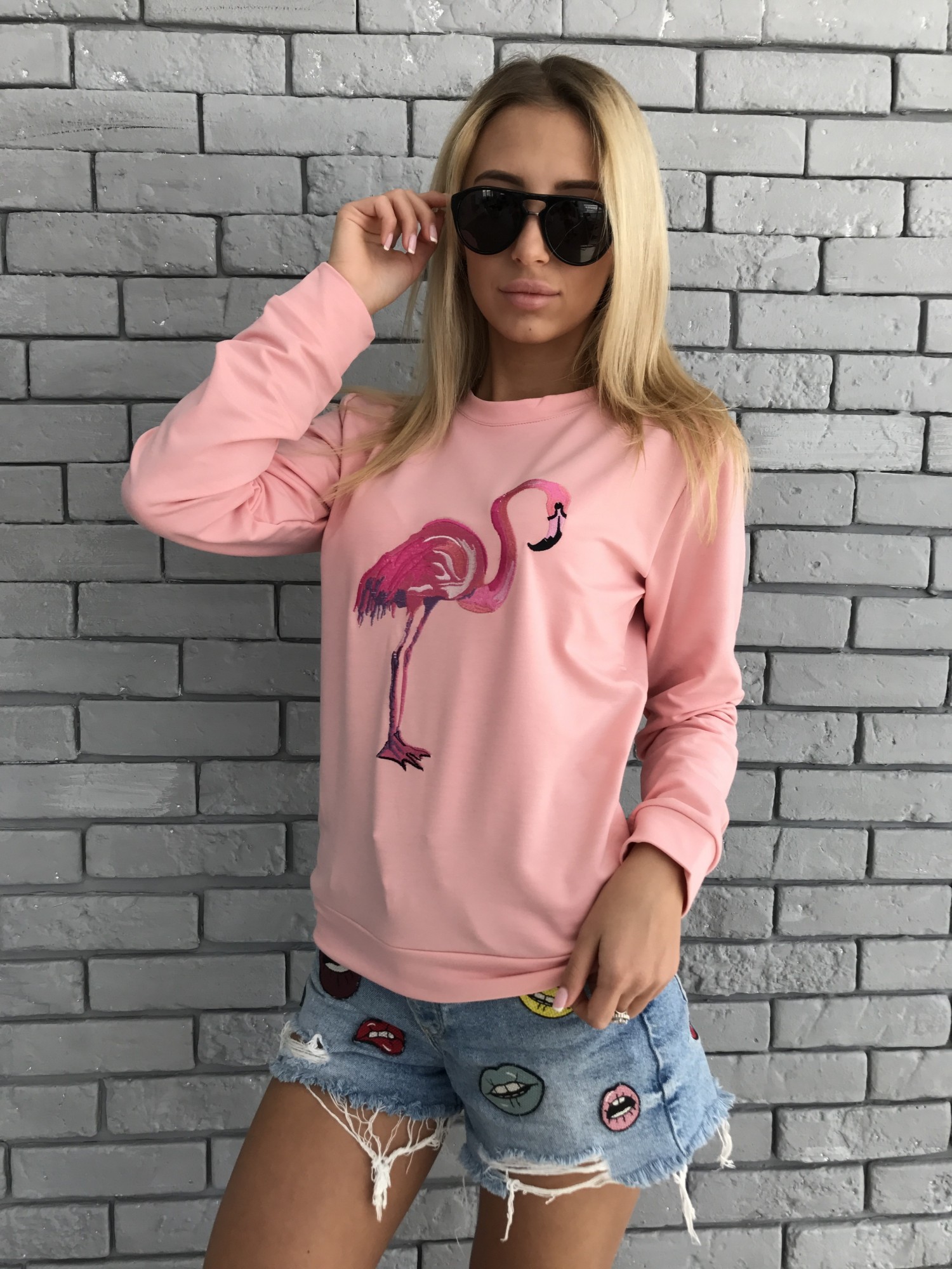 

Свитшот PINK&MILK Фламинго - Персиковый, Свитшот PINK&MILK Фламинго 42-44 Персиковый