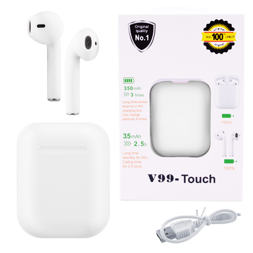 

Беспроводные наушники Wireless V99 с кейсом белые 7747