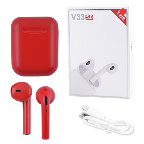 

Беспроводные наушники Wireless V33 с кейсом красные 1684