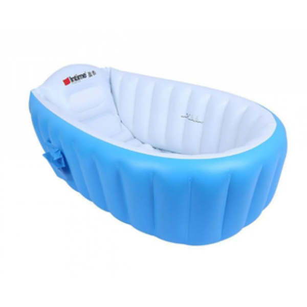 

Ванночка детская надувная Intime Baby переносная с насосом и подушкой 98X65X28 см голубой