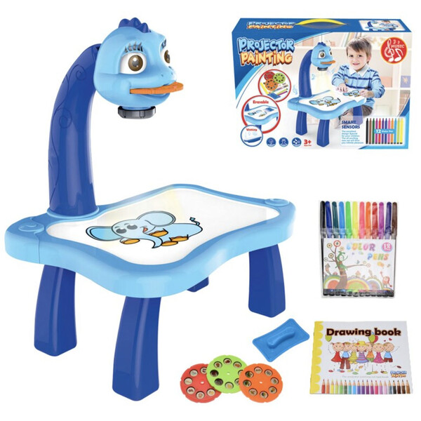 

Столик-проектор для рисования детский с фломастерами подсветкой и мелодиями Синий (649663)