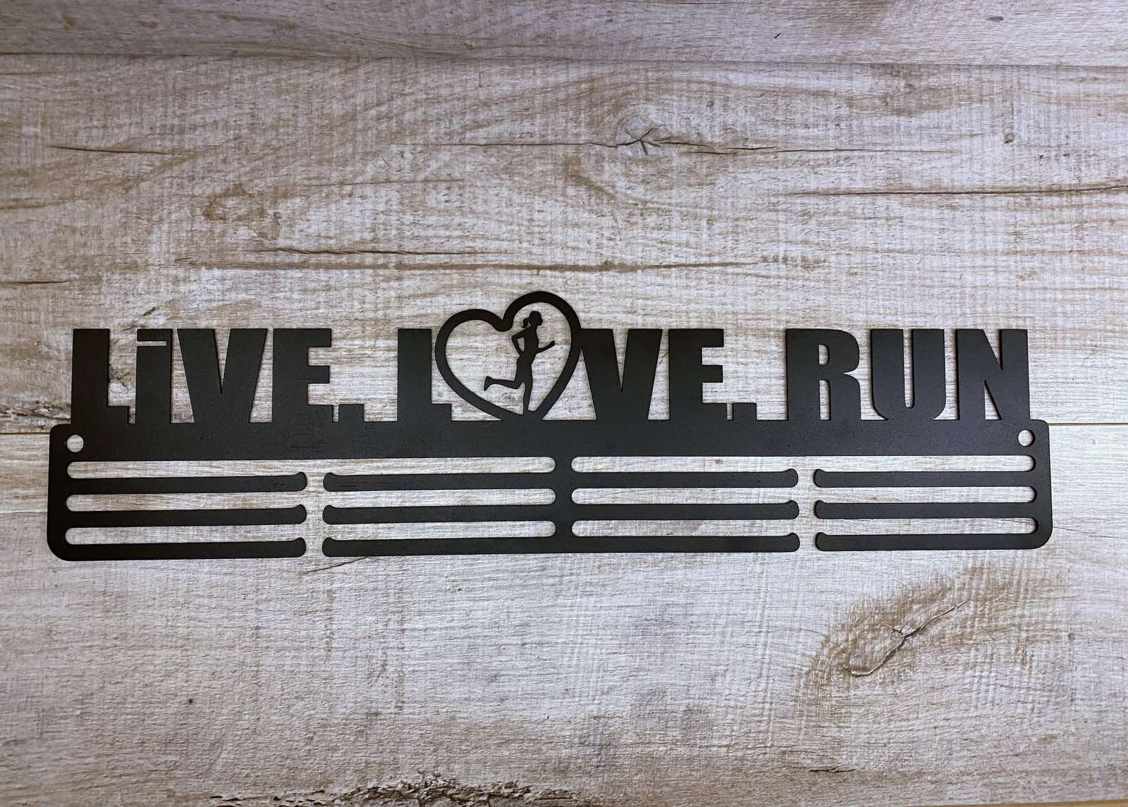 

Медальниця "E-Trophy" Live.Love.Run Сталева (чорний)