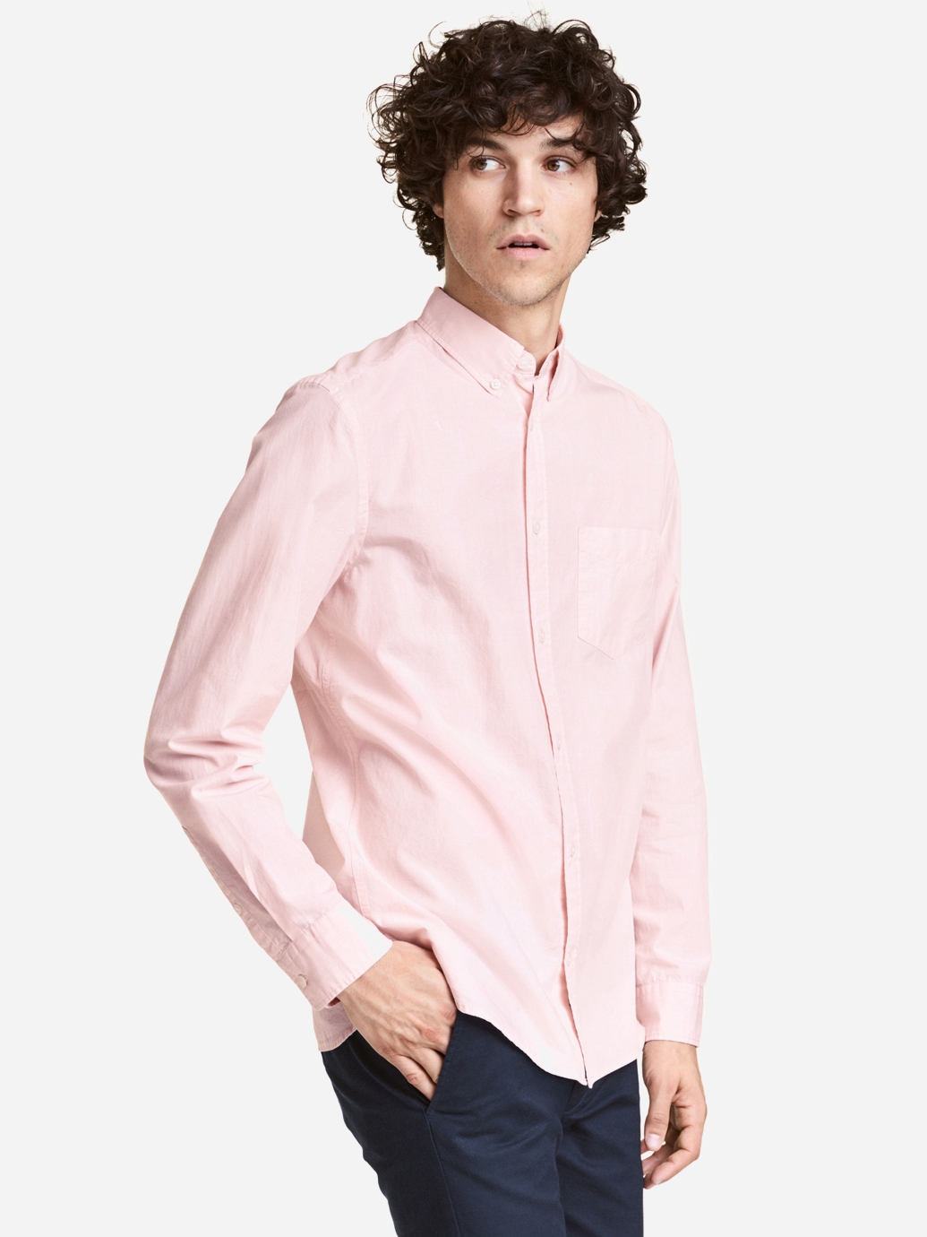 

Рубашка H&M 0459528_02 XL Светло-розовая